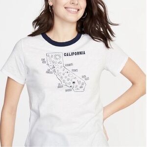 Nwot Old Navy white & navy California map graphic tee